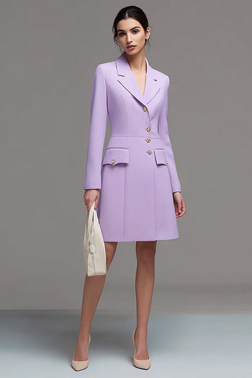 Robe blazer à revers crantés lilas à simple boutonnage